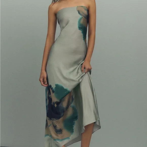 hutch strapless asymmetrical dress Hutch Renza Gown